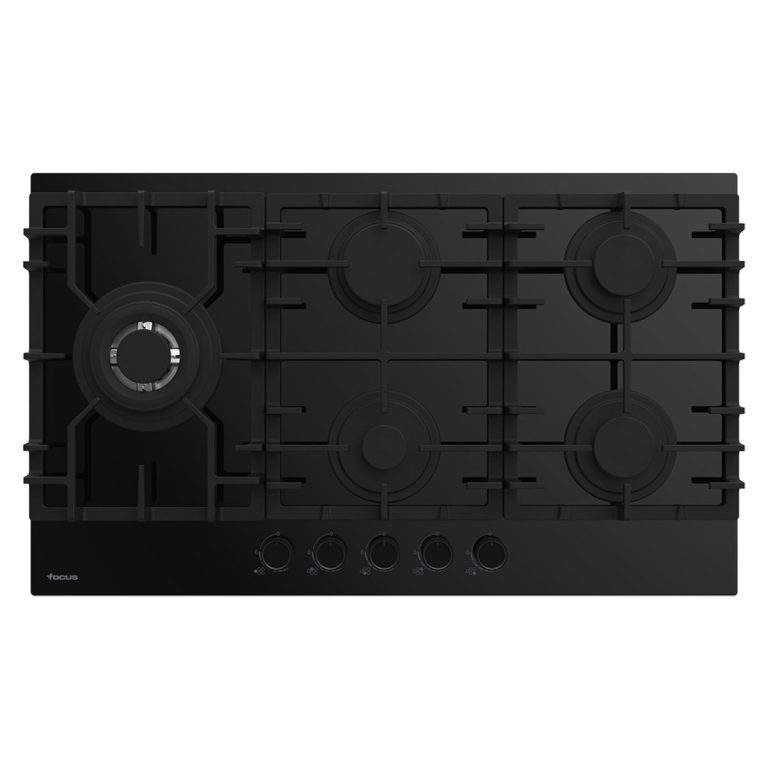 Plaque de cuisson Focus F.419B gaz 5 feux 90 cm verre noir