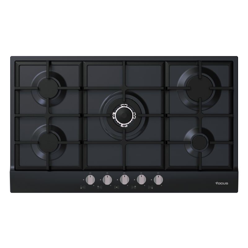 Plaque de cuisson Focus F.4789B gaz 5 feux 90 cm noir