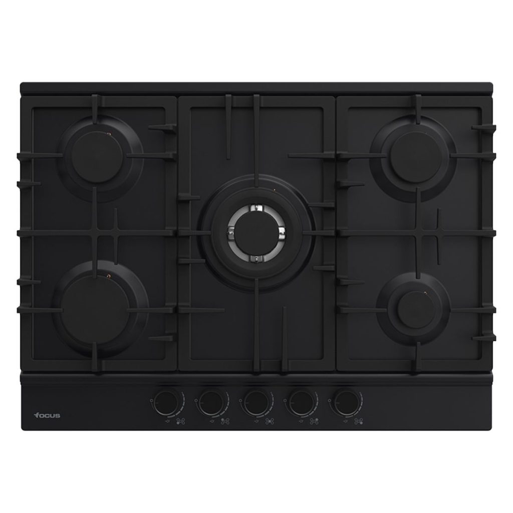 Plaque de cuisson Focus F.8011BS gaz 5 feux 70 cm noir