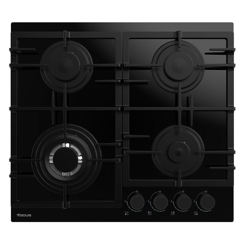 Plaque de cuisson Focus ZEN.60 gaz 4 feux 60 cm verre noir