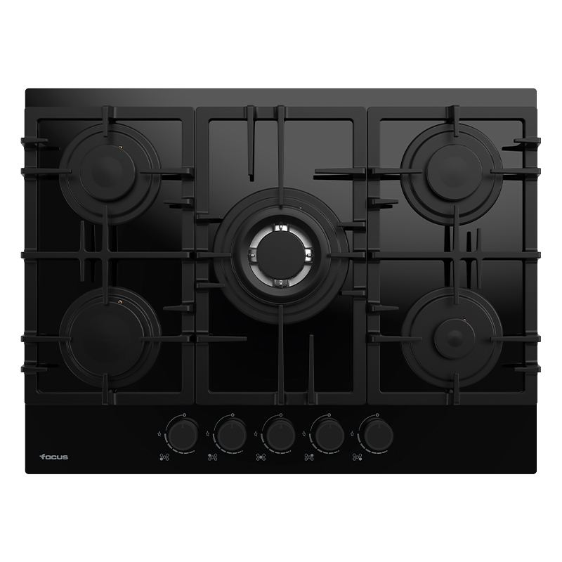 Plaque de cuisson Focus ZEN.70 gaz 5 feux 70 cm verre noir