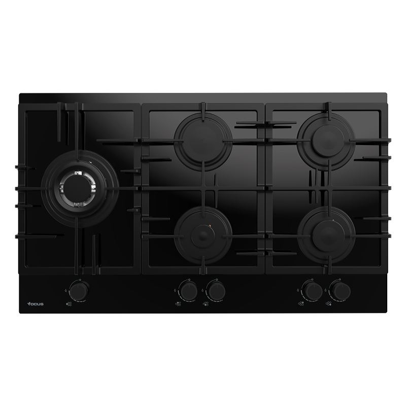Plaque de cuisson Focus ZEN.90 gaz 5 feux 90 cm verre noir