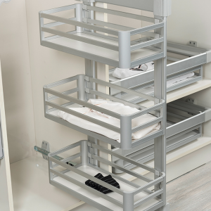 Colonne porte-vêtements aluminium 3 paniers gauche Starax S-6271