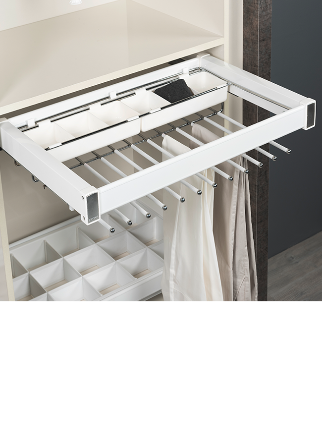 Porte-pantalons aluminium blanc 80cm Starax S-6713